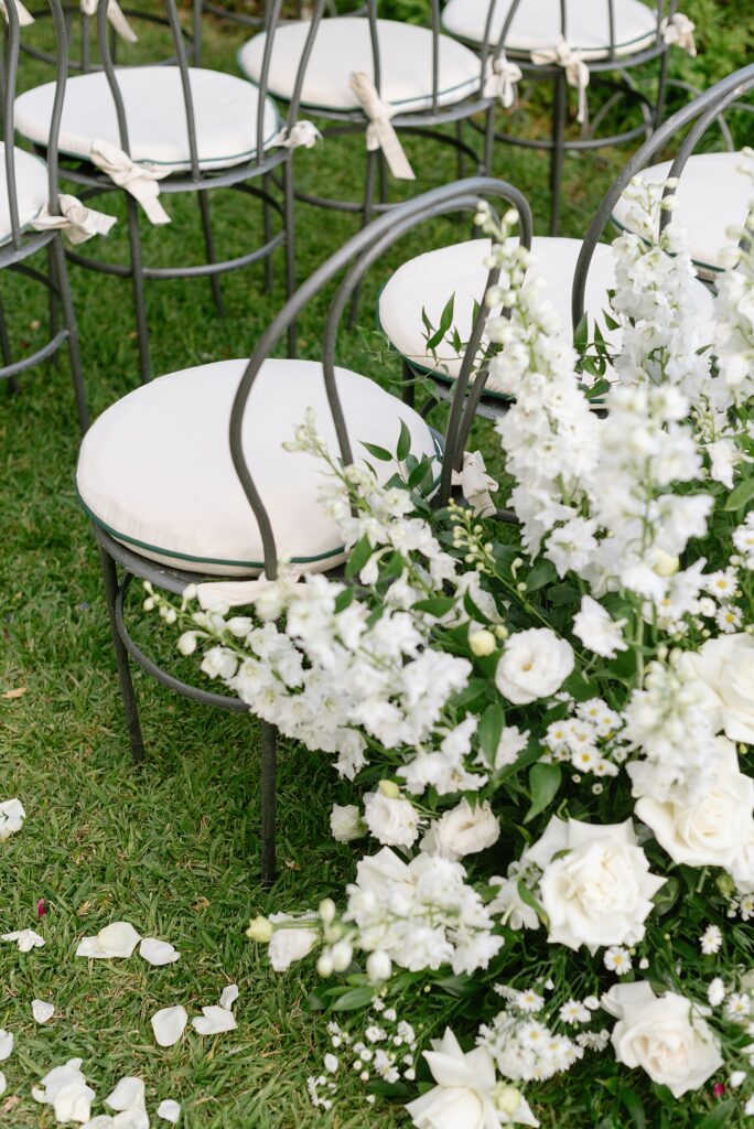 garden chairs for ceremony and flowers