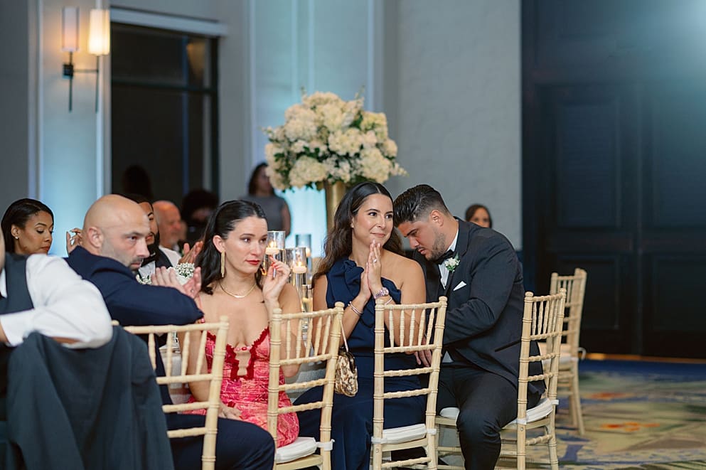 emotional moment at wedding reception